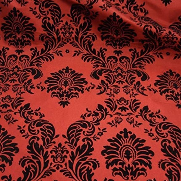 Velvet Damask Polyester Taffeta Fabric, All Colors - Picture 4 of 16